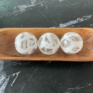 WEST ELM Swirl Glass Decorative Orbs, Set of 3